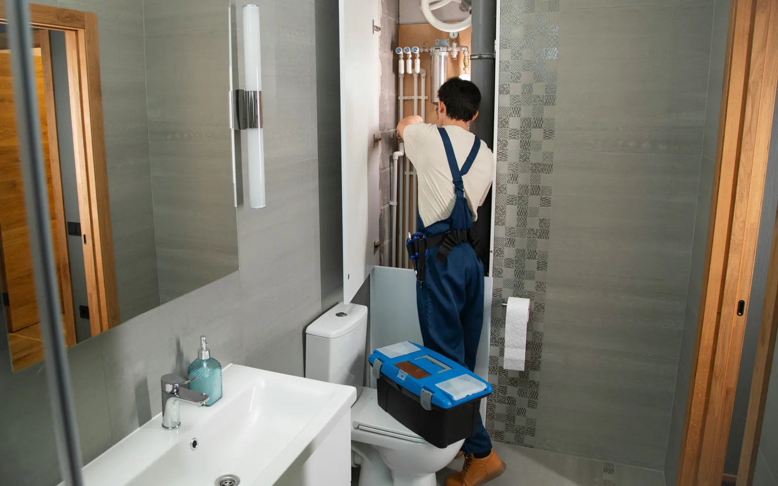 Intervention de plomberie dans une salle de bains